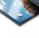 Sunburst above fall trees around the water at Cheat Lake Park Acrylic print