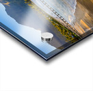 Aerial drone shot of man on the sand of Hanalei beach  Impression Acrylique