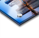 Calm water reflects Chicago Skyline at sunset from Navy Pier Impression Acrylique