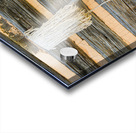 Old rake and mop against log cabin Acrylic print