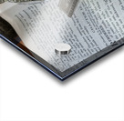 Silver square and compass on Bible for Freemasons Acrylic print