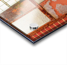 Old rusty window in warehouse painted red and orange Acrylic print