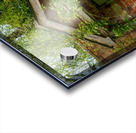 Painted green door and porch in walled garden wall Acrylic print