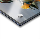 Mandarin duck floats on Ellesmere Mere to a clear reflection of  Impression Acrylique