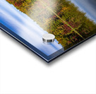 Fall leaves and metal pier in Coopers Rock State Forest in WV Impression Acrylique