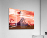 Digital painting of Iwo Jima Memorial at dawn as sun rises Impression acrylique