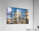 Reflection of McKinley statue and State Capitol building in Colu Acrylic Print