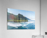 View along Haena beach towards Kee Beach and Na Pali coastline Acrylic Print