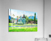 Waioli Huiia Church stands in Hanalei Kauai in watercolor Acrylic Print