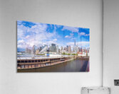 Tall office and apartment buidlings along the waterfront in Manh Impression acrylique