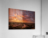 Dramatic sunset seen from drone over Georgetown Texas residentia Acrylic Print
