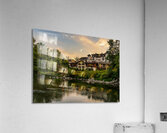 Hotel at dawn by River Wenatchee in Alpine German town of Leaven Acrylic Print