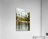 View of the Austin skyline at sunset over Barton Springs swimmin Impression acrylique