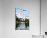 View of the Austin skyline at sunset over Barton Springs swimmin Impression acrylique