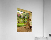 Portrait format of vintage wooden rocking chair on a porch Acrylic Print