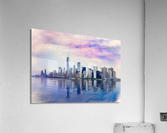 Pastel digital painting of panorama of Manhattan with calm water Acrylic Print