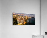 Aerial view of Waikiki beach towards Diamond Head at sunset  Acrylic Print