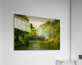 Church in the woods above peaceful river Acrylic Print