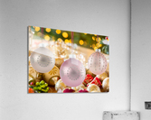 Three Christmas decorations on strings Acrylic Print