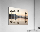 Sunrise over ocean with palm trees Acrylic Print
