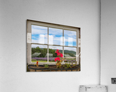 Lavender plants in blossom in early July through window Impression acrylique