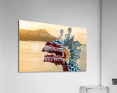 Dragon head carving on Hawaiian canoe in Oahu Impression acrylique