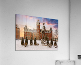 Mountaineer statue against Woodburn Hall Acrylic Print