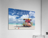 Round pink lifeguard station on Miami beach Acrylic Print