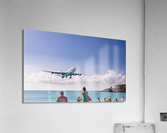 Airplane lands at Princess Juliana airport Acrylic Print
