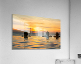 Silhouetted heads against infinity edge pool Acrylic Print