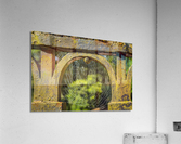 Dew glistening cobweb on gate Impression acrylique