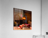 Red wine bottle and fruit with glass Acrylic Print