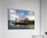 Panorama of Holanda glacier by Beagle channel with rainbow Acrylic Print