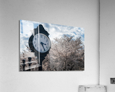 Old fashioned clock by the bike walking trail over Deckers Creek Acrylic Print