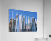 Cayan Tower among tall buildings on waterfront at Dubai Marina Acrylic Print