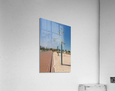 Rubber surface of running track alongside Dubai beach Impression acrylique