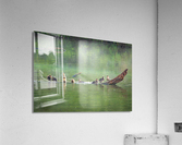 Group of ducklings washing in lake at dusk Acrylic Print