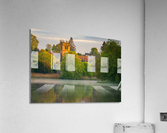 Sunset view across Ellesmere Mere in Shropshire to church Impression acrylique