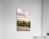 Sunset view across Ellesmere Mere in Shropshire to church Acrylic Print