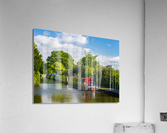 Colorful canal narrowboats in Ellesmere in Shropshire Impression acrylique