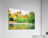 Watercolor across Ellesmere Mere in Shropshire to church Acrylic Print