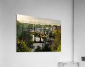 Old stone railway viaduct over River Nidd in Knaresborough Impression acrylique