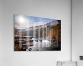 Sun rising over Valley Falls on a misty autumn day Acrylic Print