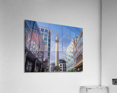 Modern office buildings surround the Monument in London Acrylic Print
