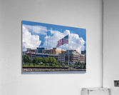 USA Flag flying at National Harbor in Maryland near Washington D Impression acrylique