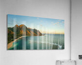 Panorama aerial view of Tunnels Beach at sunrise on Kauai in Hawaii Acrylic Print
