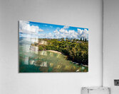 Overhead panorama view of Sealodge beach in Princeville on Kauai Acrylic Print
