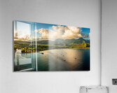 Aerial panorama over the town of Hanalei and valley at sunrise Impression acrylique