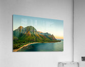 Aerial shot of Tunnels Beach at sunrise on Kauai in Hawaii Acrylic Print