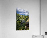 Opaekaa Falls sunlit as dark storm clouds gather over the hills Impression acrylique